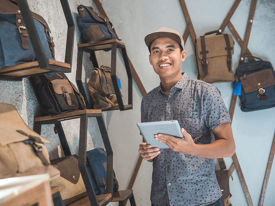 A man working in a retail store