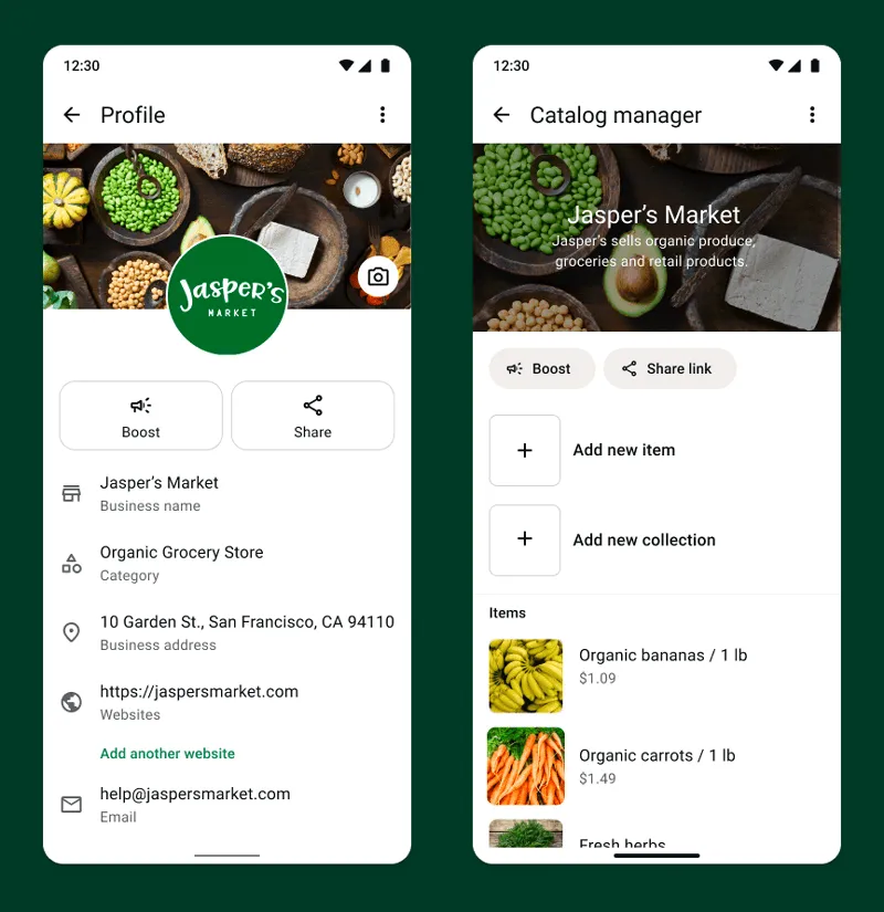 A graphic example showing an optimized catalog