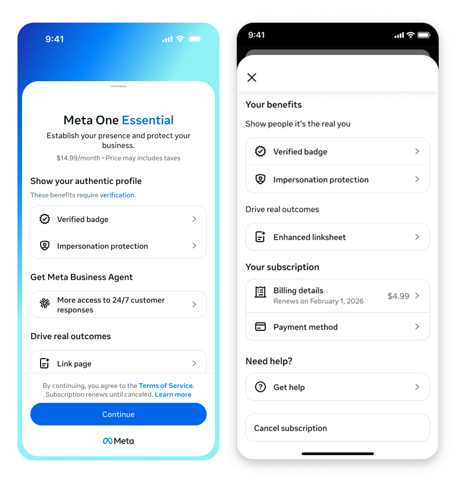 Meta One on WhatsApp Business app