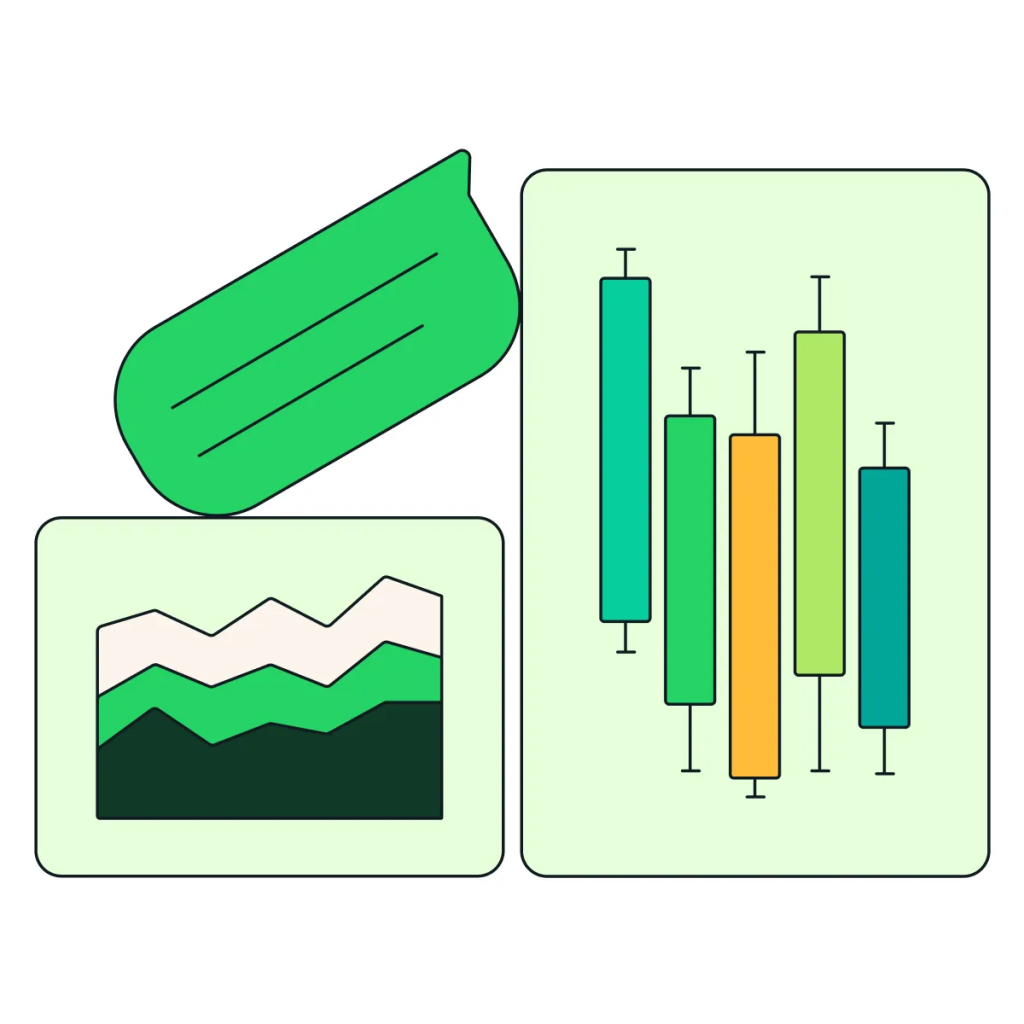 Graphic of charts and candles