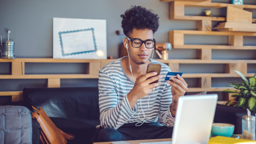 Person using their credit card to make a purchase via WhatsApp