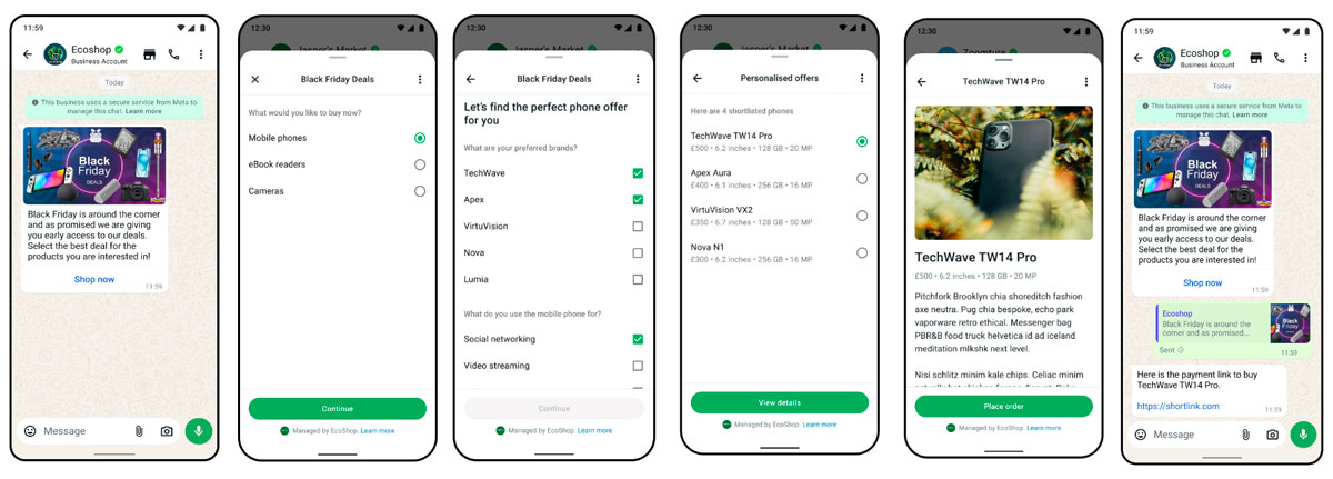 Exemple montrant comment personnaliser des promotions à l’aide des informations recueillies grâce aux formulaires personnalisés WhatsApp Flows.