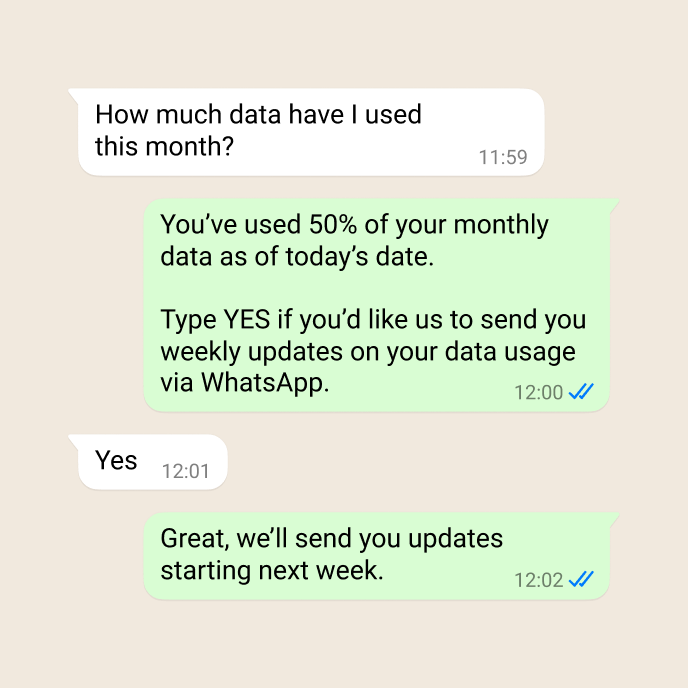 Demonstration of a business sending service messages to retain customers