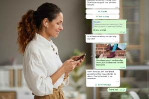 Cliente interagindo com a empresa por meio de um comprador pessoal digital em mensagens do WhatsApp Business