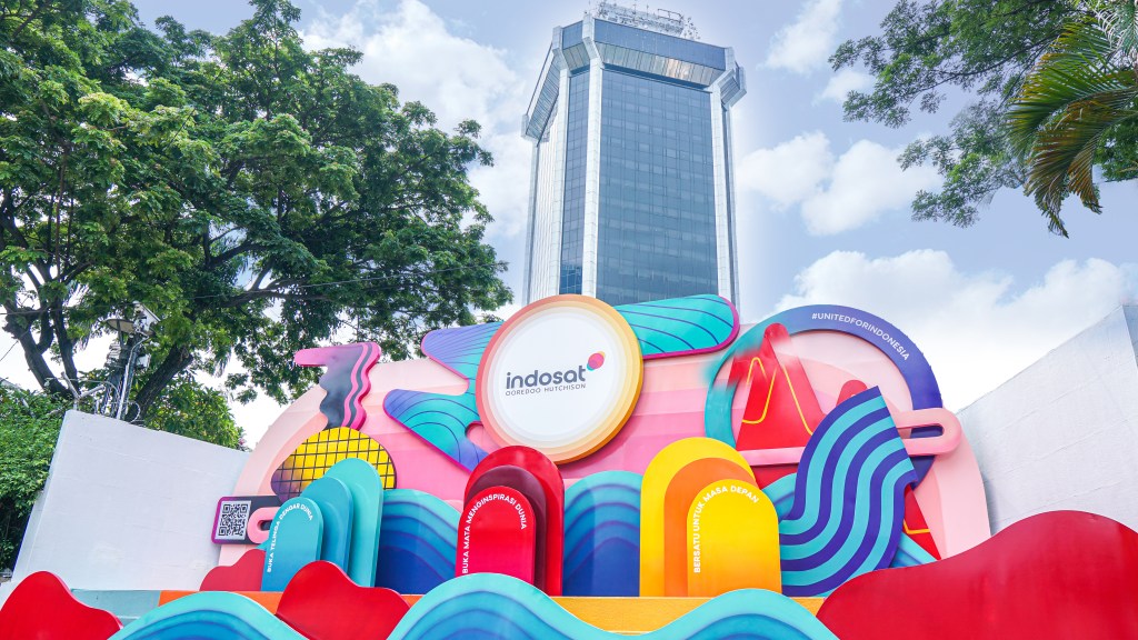 Indosat Ooredoo Hutchison के ऑफ़िस का बाहरी हिस्सा.
