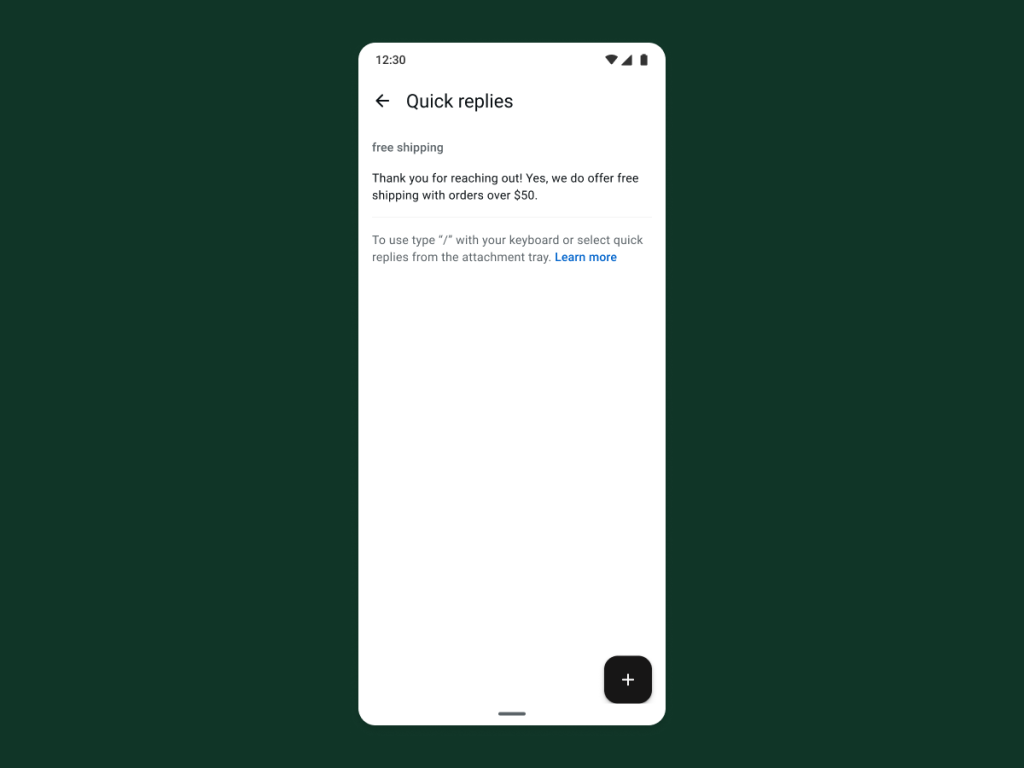 Quick replies already set up