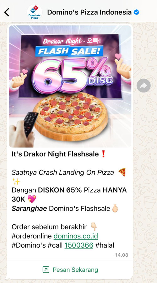 Exemple d’une publicité clic vers WhatsApp