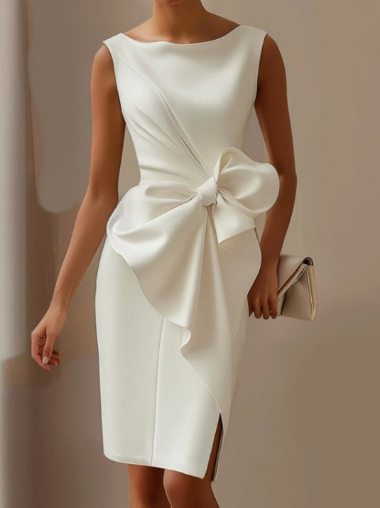 A woman in a white dress.