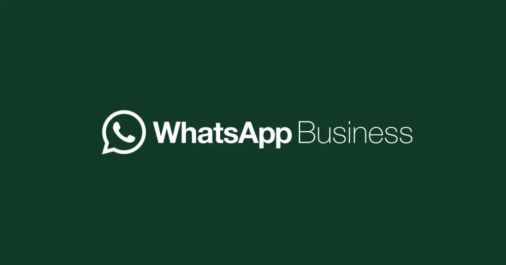 ब्रांडेड हरे बैकग्राउंड पर बिज़नेस के लिए WhatsApp का लोगो और वर्डमार्क