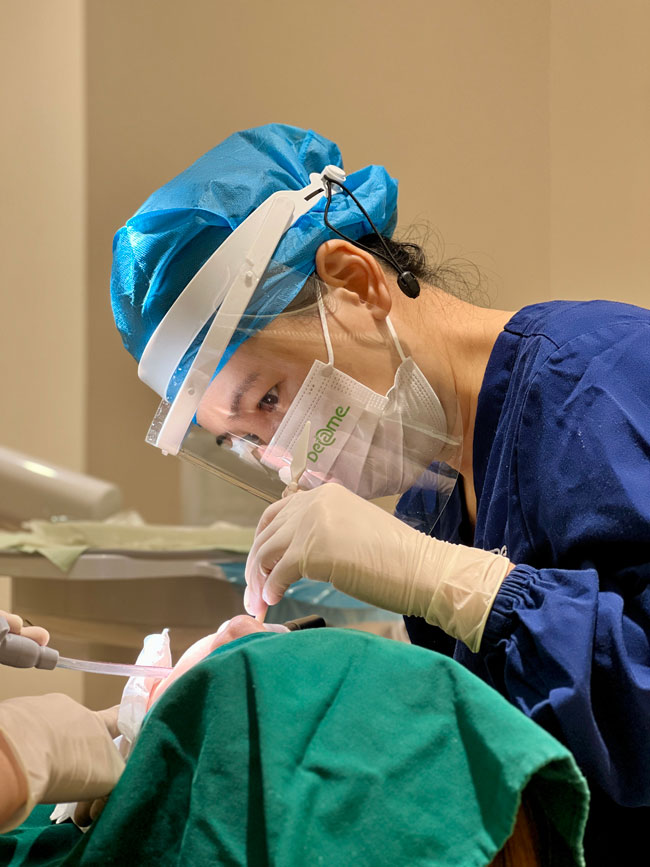 A focused doctor performing surgery