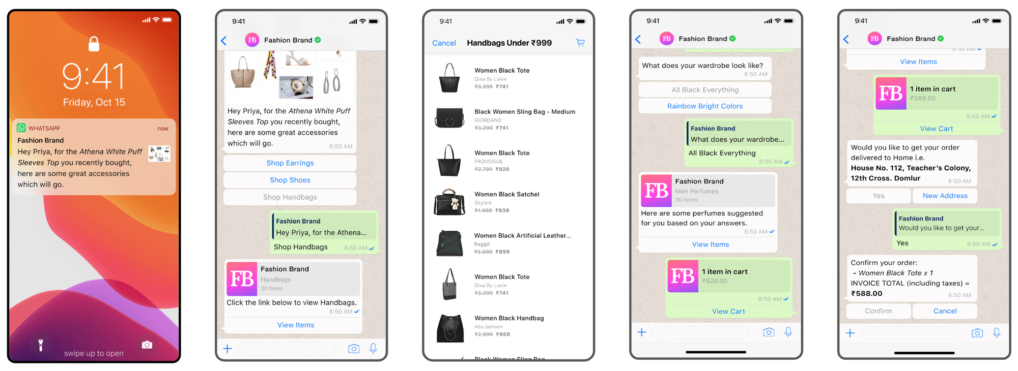 Exemple d’expérience de vente croisée sur WhatsApp