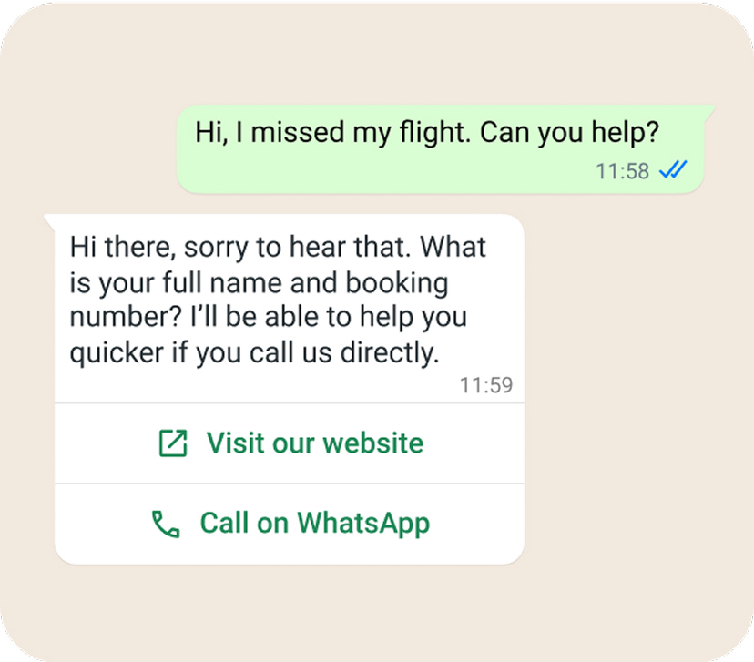 Illustration d’un service clientèle via WhatsApp