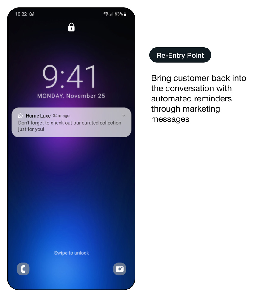 Démo d’une interface d’utilisation de WhatsApp offrant une expérience d’achat consultative : expérience dans le fil de discussion