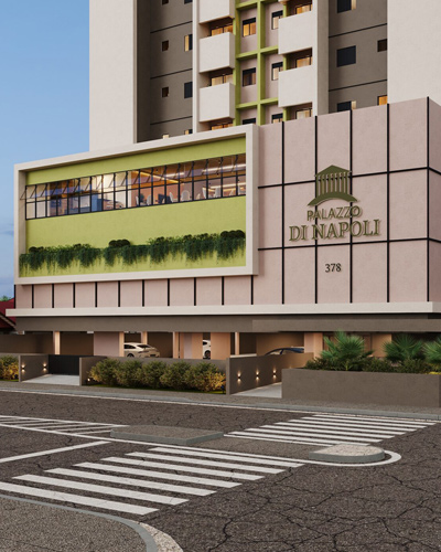 A graphic rendering of a new building