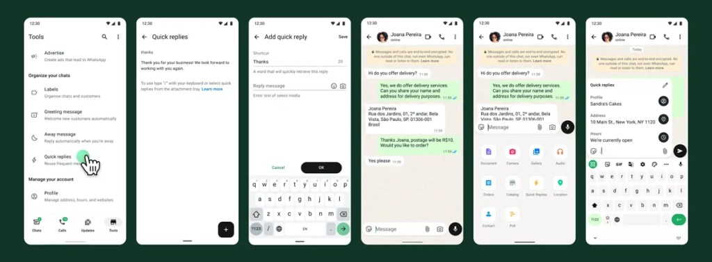 Walkthrough of creating a quick reply