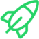 Green icon of a rocket ship