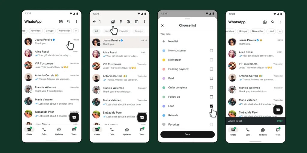 How to organize your WhatsApp Business app inbox