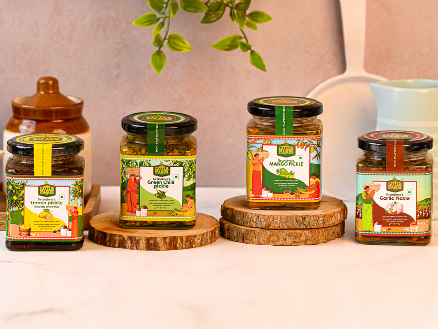 A collection of flavored pickles in jars