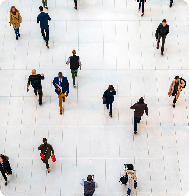 Crowd of people walking