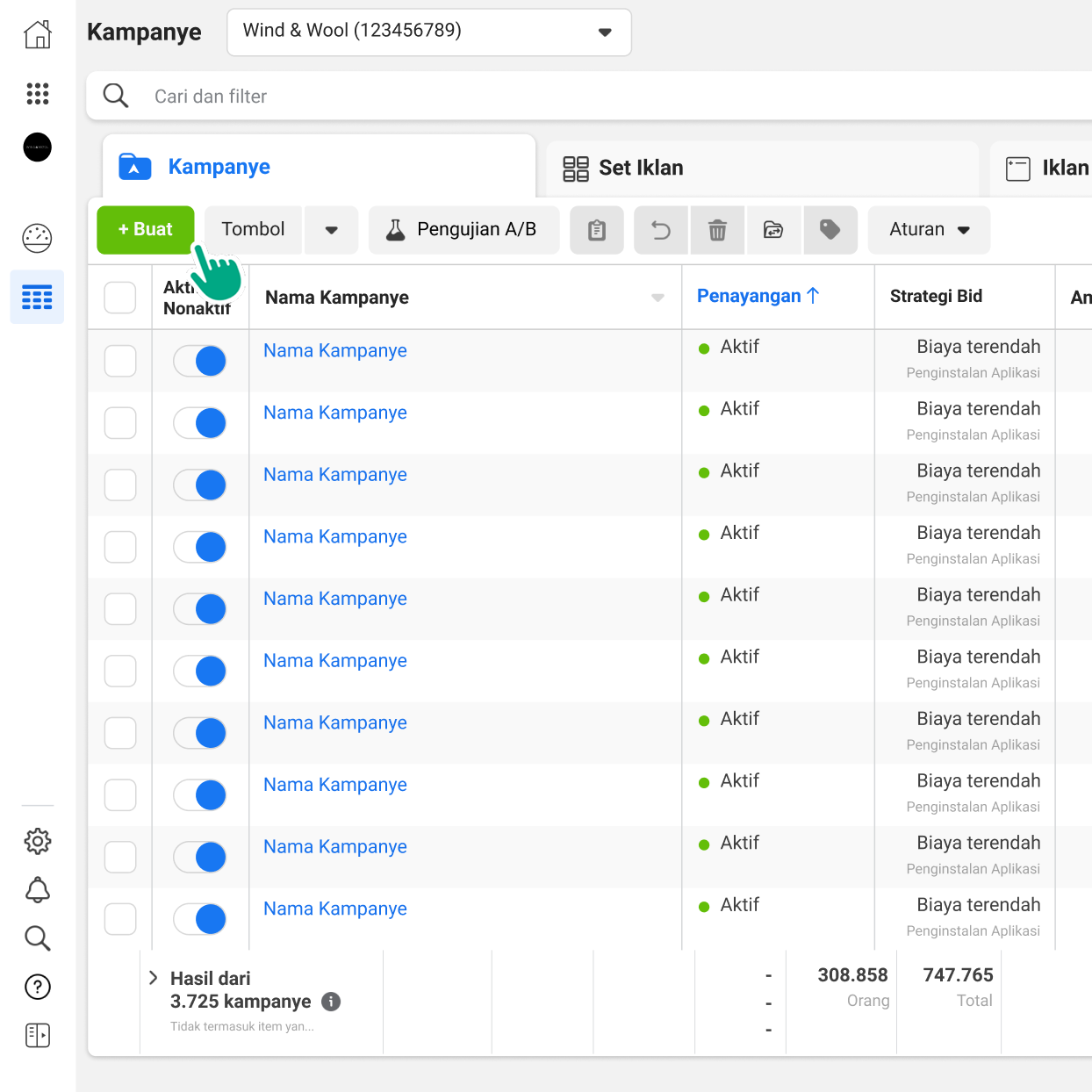 A user on the Ads Manager page. They click on the Create button