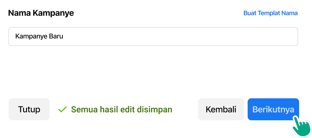 A user selecting a campaign name and clicking Next