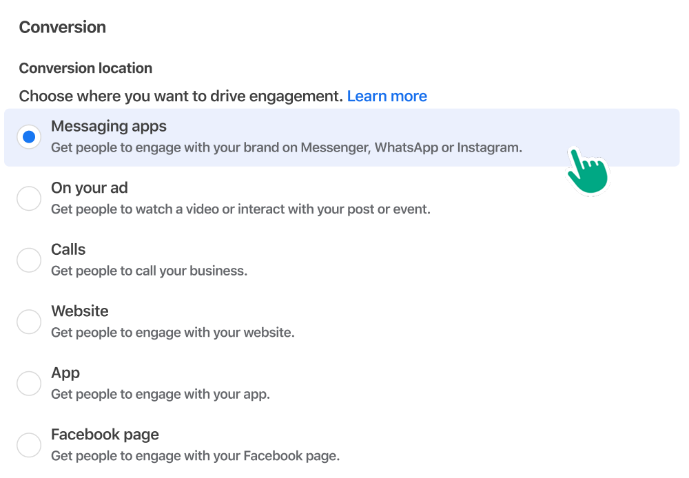 A user selecting a conversion location