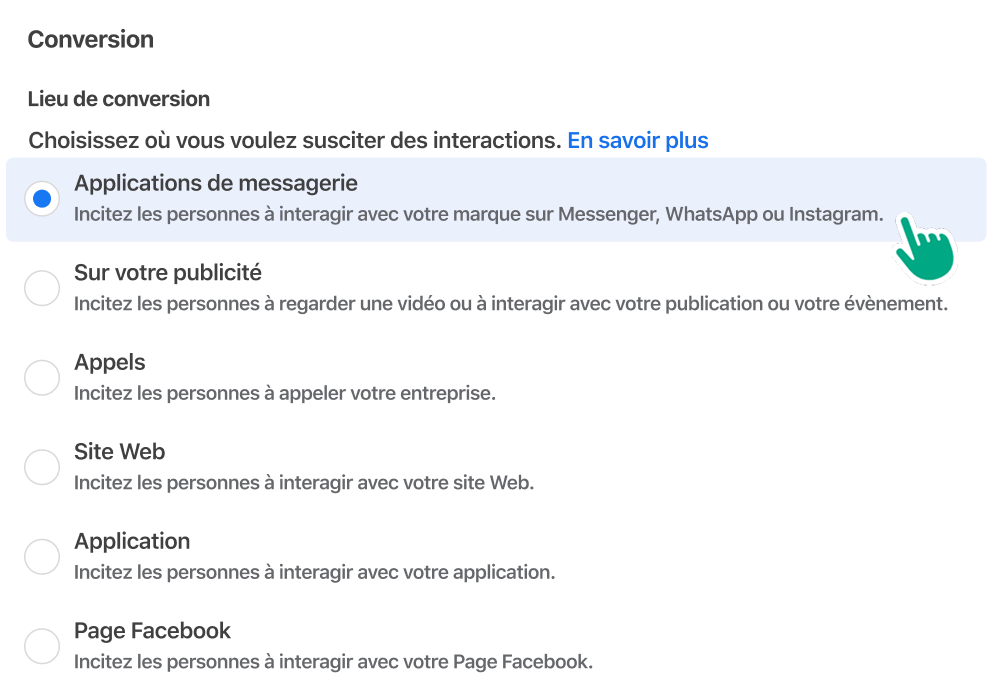 A user selecting a conversion location