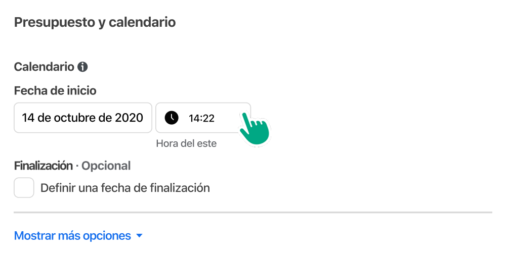A user choosing the time and date for when an ad will run