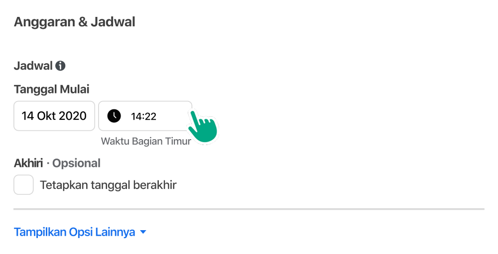 A user choosing the time and date for when an ad will run
