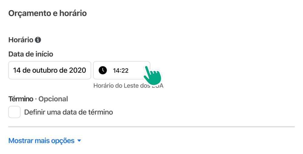 A user choosing the time and date for when an ad will run