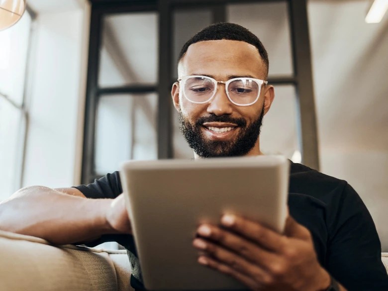 A man using his ipad