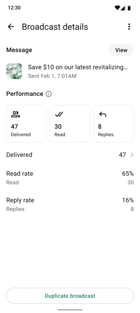 View your broadcast performance in WhatsApp