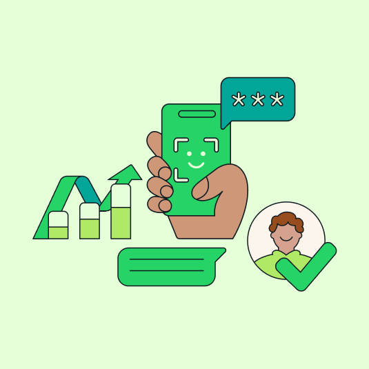 An animated graphic of a messaging journey