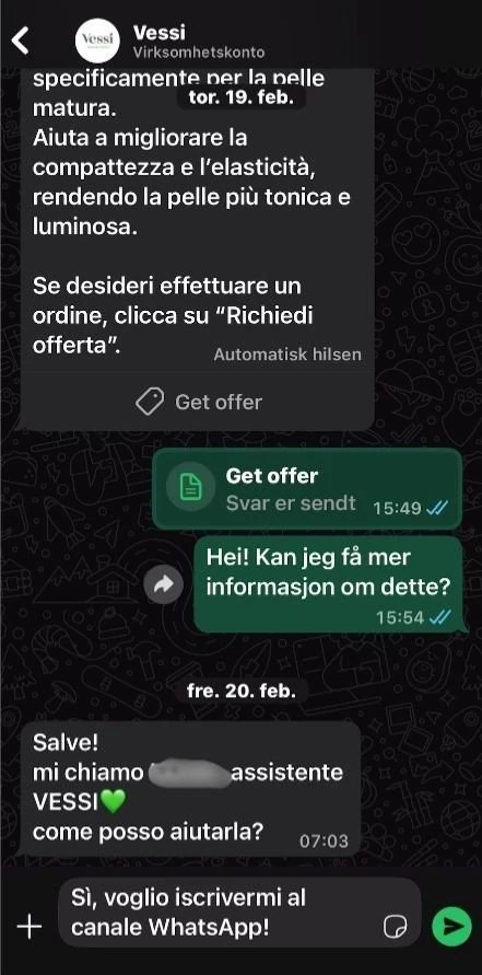 Conversation in Italian using WhatsApp for Business