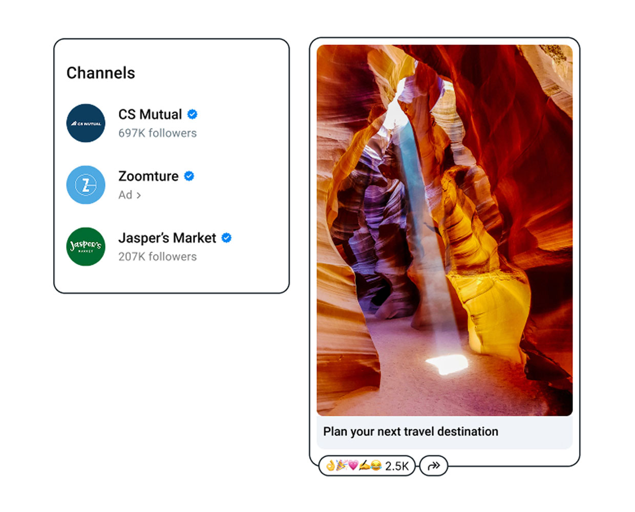 An image example of WhatsApp Ads promoted channels