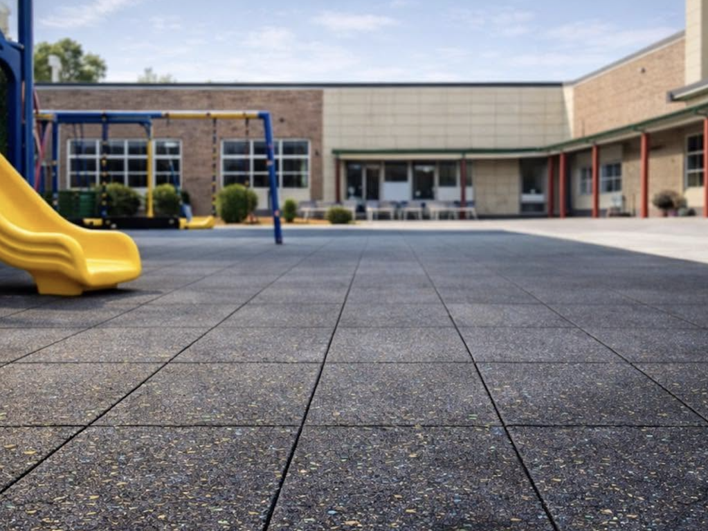 Playground at a school with installed GummiTiles