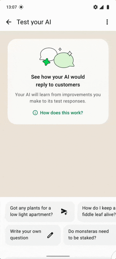 Chat with AI to test the agent