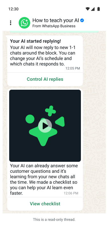 Chat prompt on setting up your AI agent