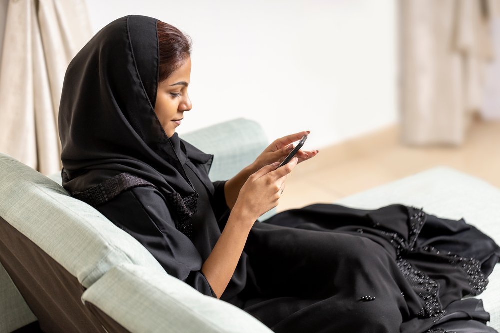 Woman looking at her phone