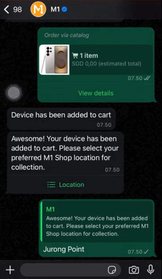 A graphic example of M1 interacting with a user