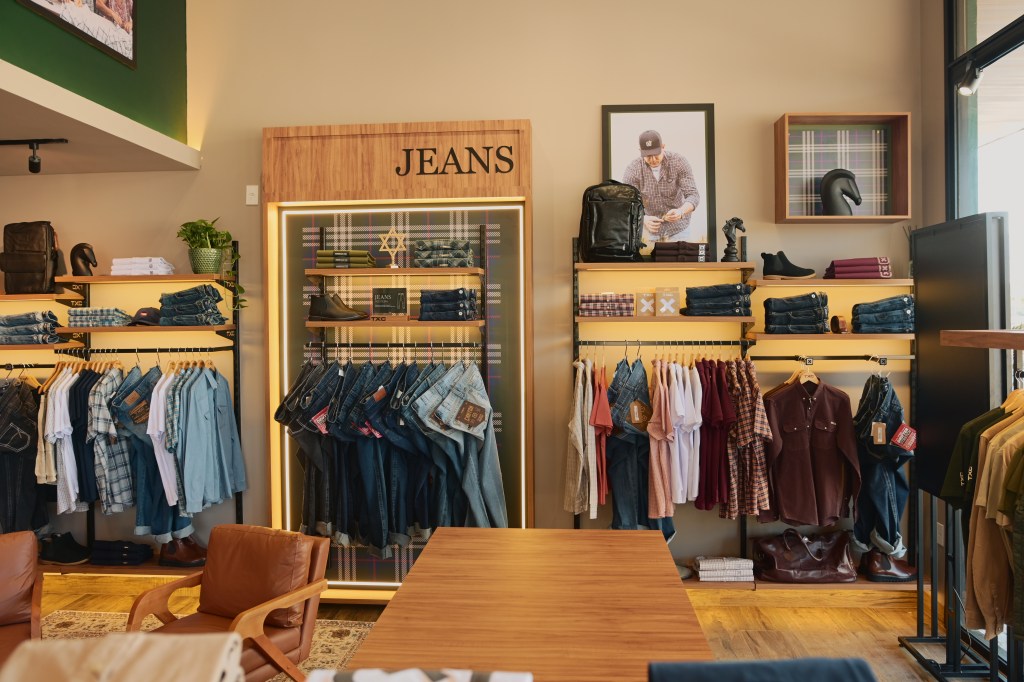 Inside the TXC store showcasing apparel