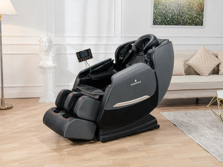 Toshiko massage chair in a gray and black color