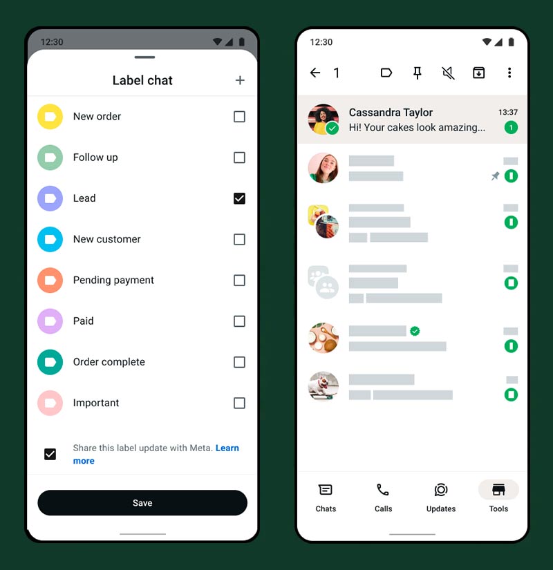 A whatsapp user interface graphic of leads