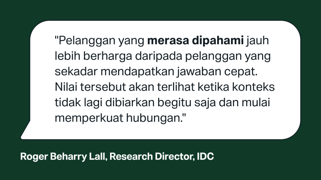 Kartu kutipan IDC yang menjelaskan bahwa konteks pelanggan harus membangun hubungan, bukan hanya sekadar ada