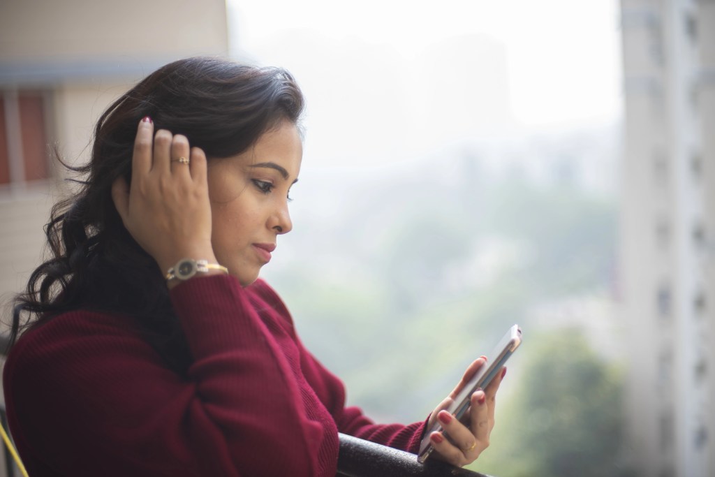 Woman holding phone
