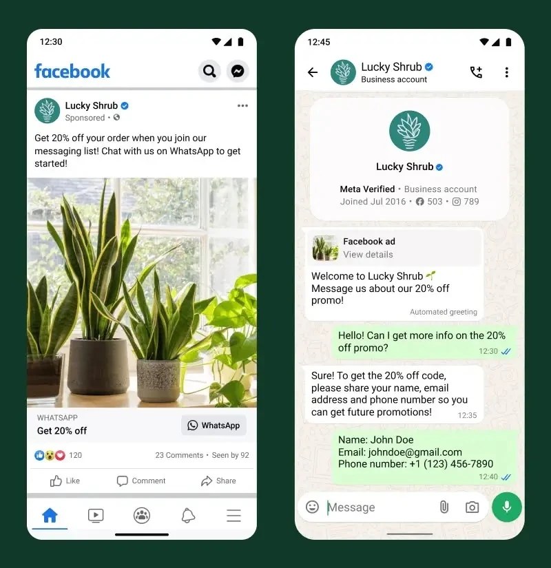 Graphic mockup of mobile screens showing profile adjustments on WhatsApp