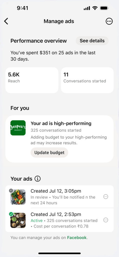 Adjusting peak season ads