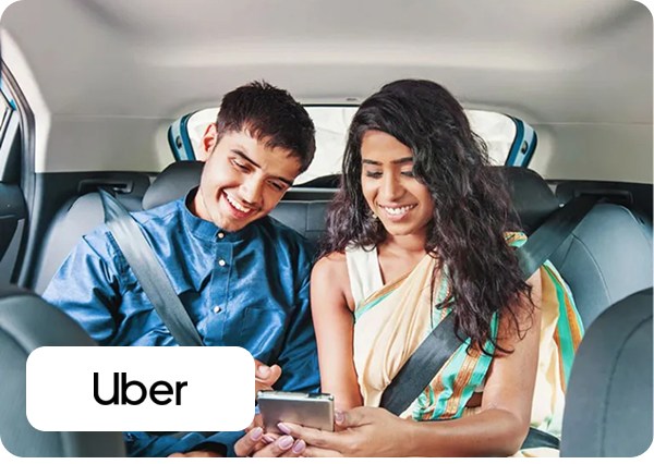 Two people in an uber ride